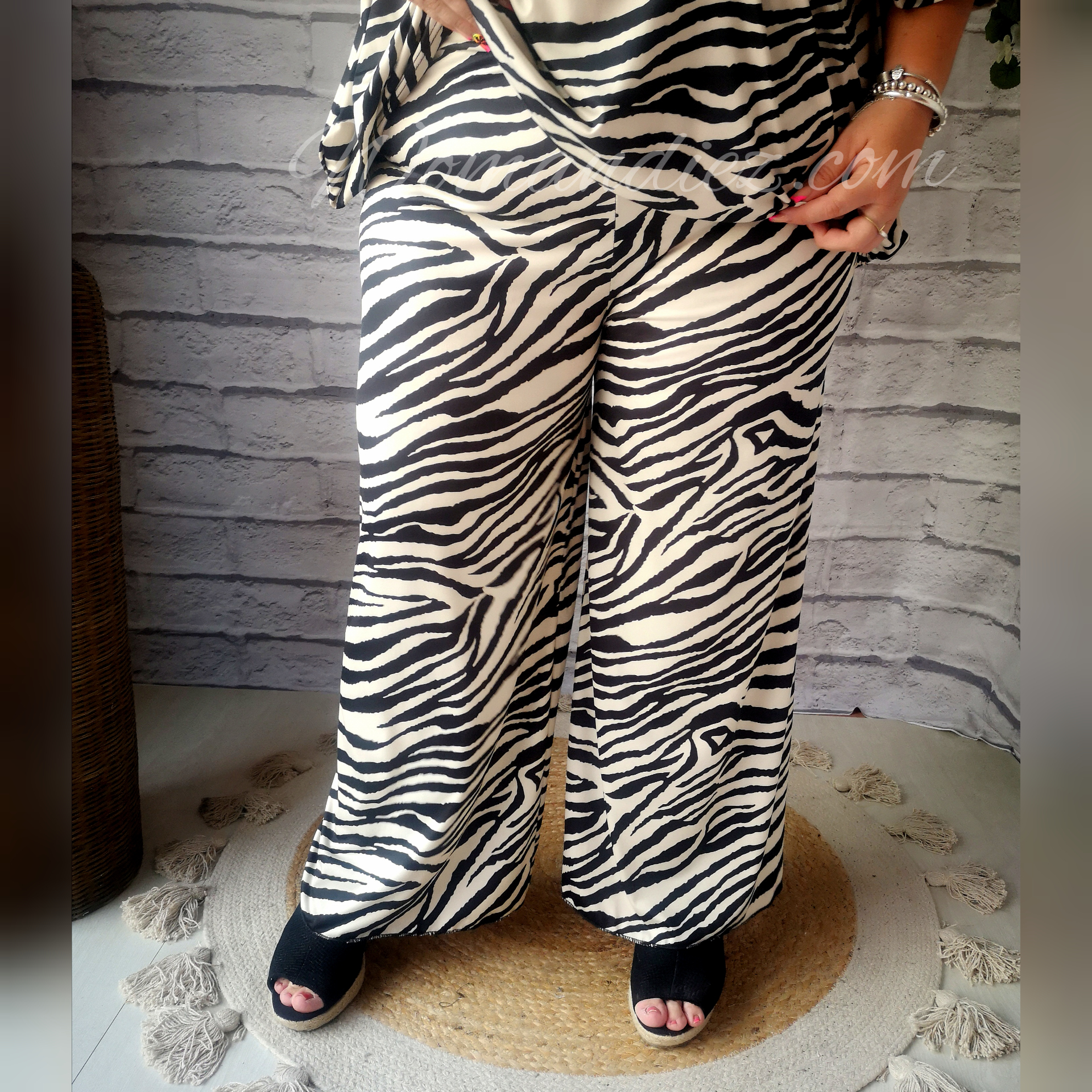 Pantalon palazzo print cebra - Woman Diez