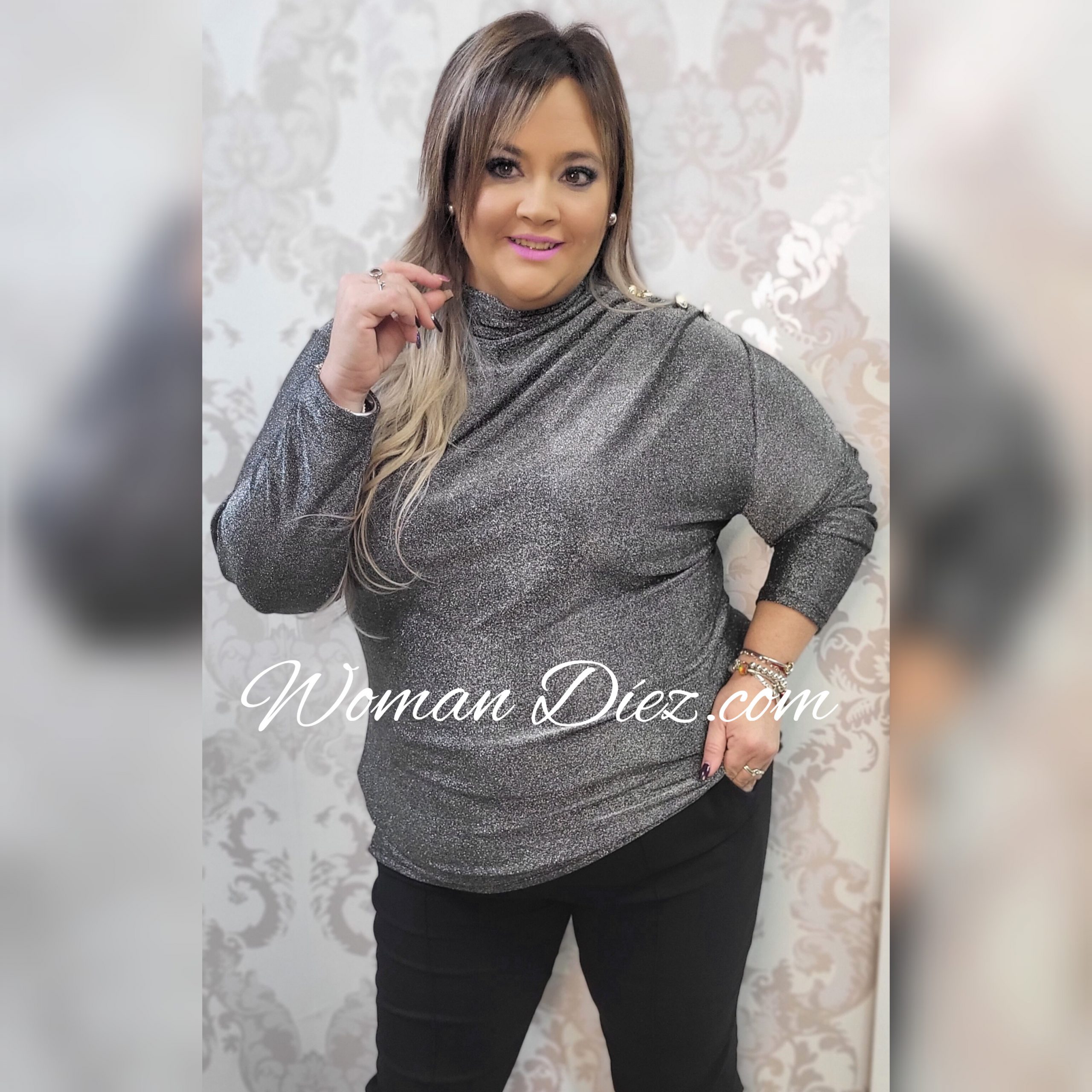 Blusa Almirante Brillo Plateado Woman Diez