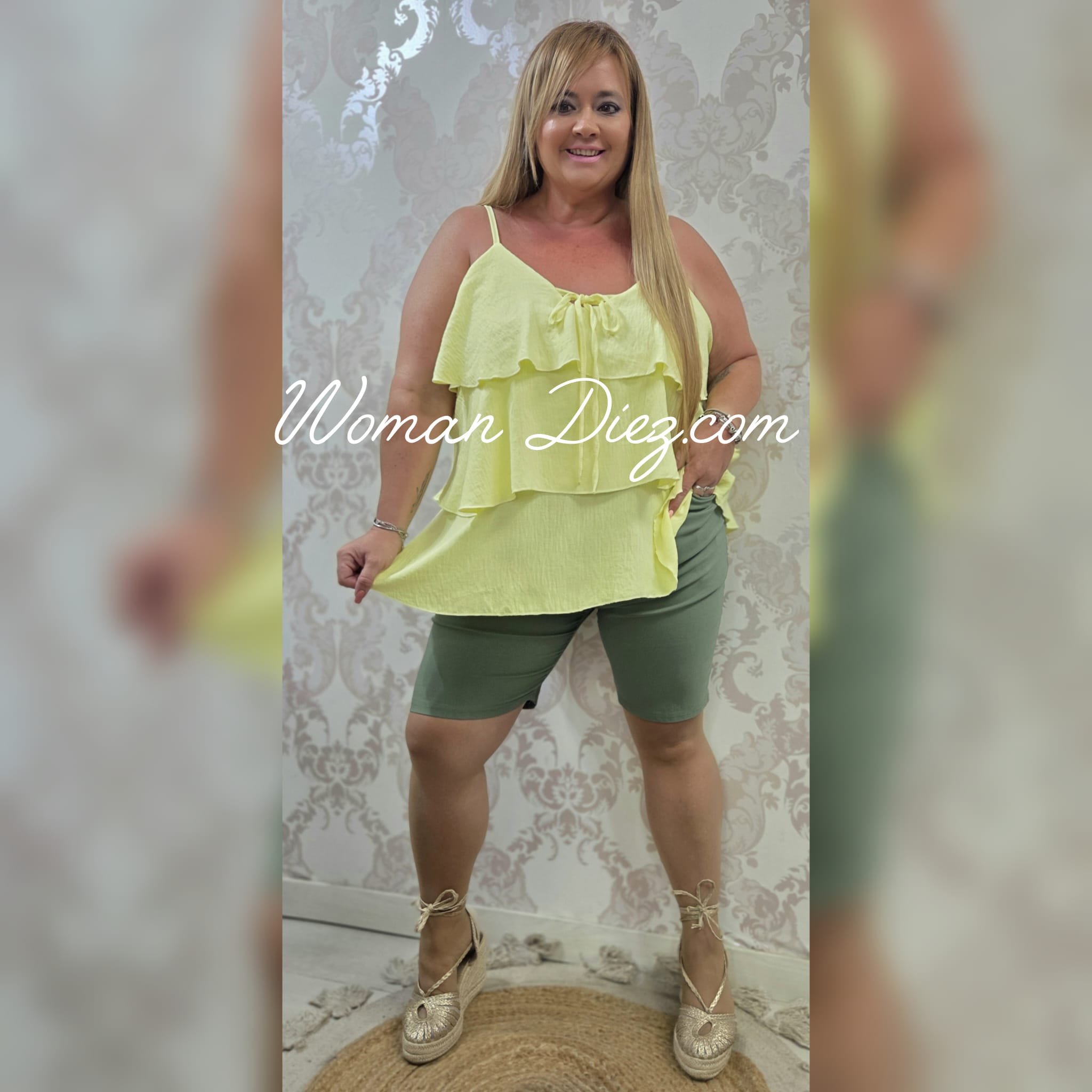 Pantalón corto con lazo verde militar - Imagen 2