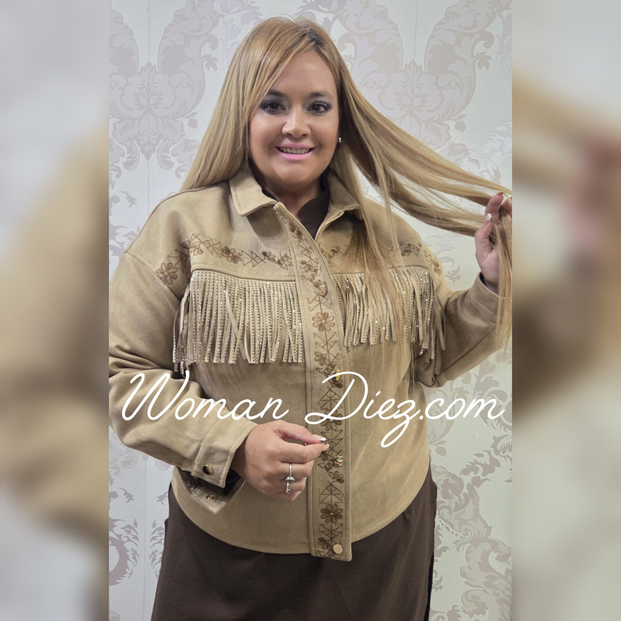 Chaqueta/ Cazadora Flecos Beige - Imagen 2
