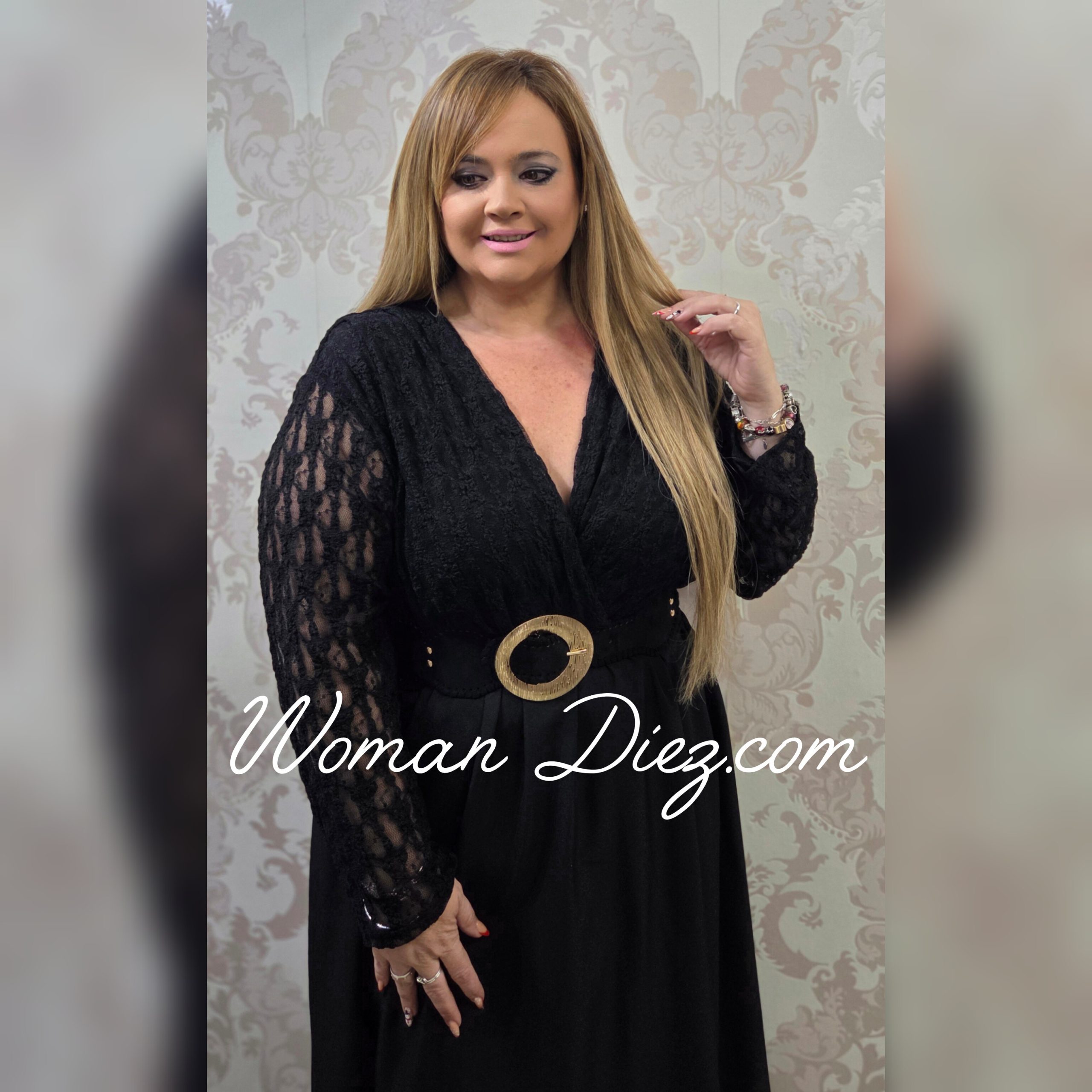 Vestido Cindy Negro Largo encaje - Imagen 2