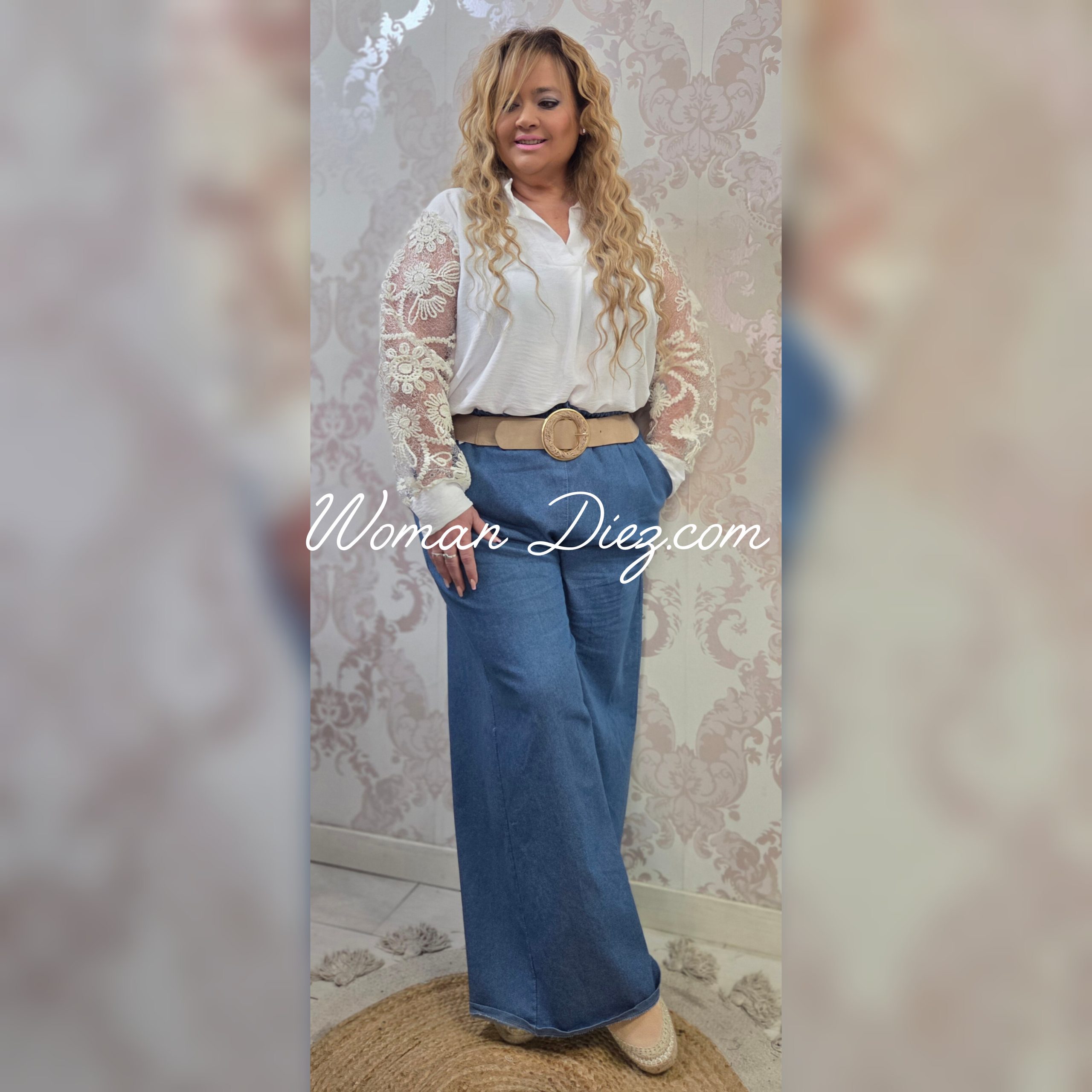 Camisa Manga Floral Blanca - Imagen 2